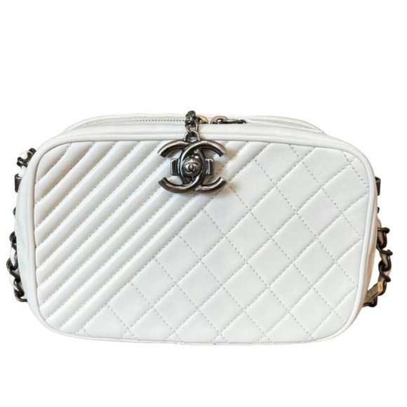 Chanel Leather Small Coco Boy White Crossbody Quilted Camera Bag - Picture 6 of 9